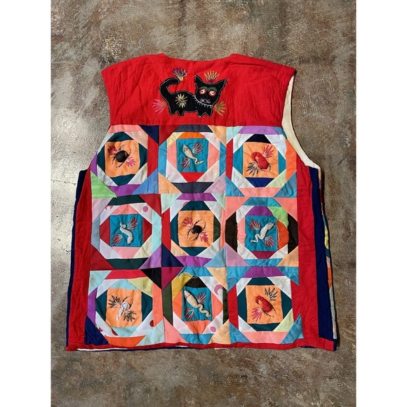 Vintage Quilted Handmade Patchwork South American Vest 80's Sz M/L * - Picture 6 of 8